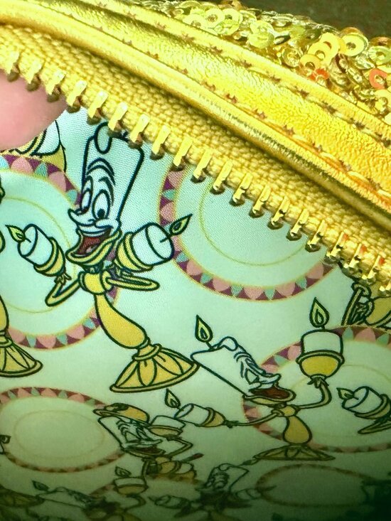 Loungefly Disney Beauty and the Beast Lumiere Sequin Mini Backpack NWT Glow Dark main image 6